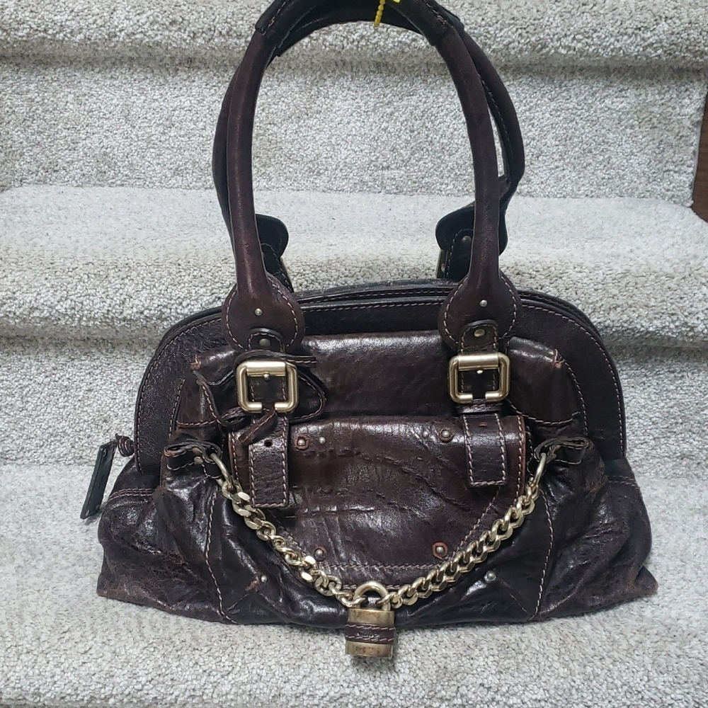 Rare Chloe Paddington Elegant Brown Leather Shoulder Bag Authentic